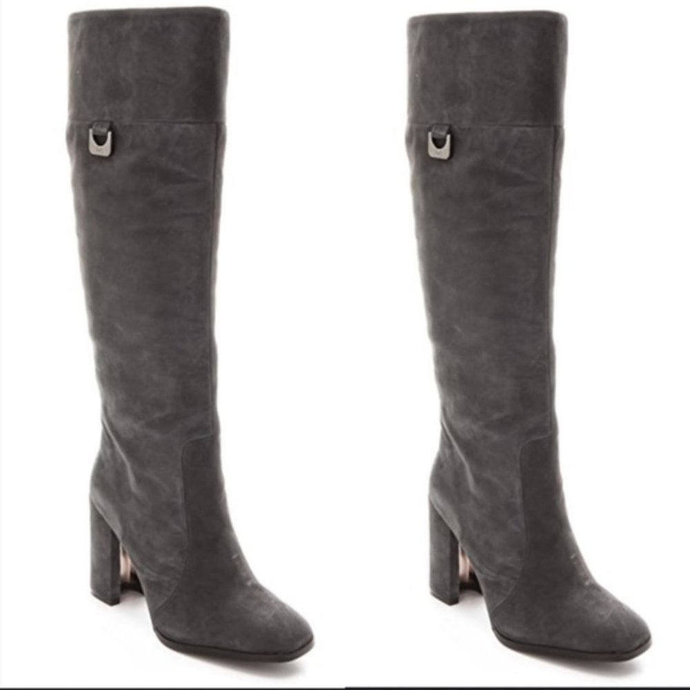 DVF Yvonne Gray Suede To-the-Knee Boots